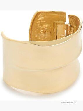 Thick Polished Gold Hinged Cuff Bracelet - One Size